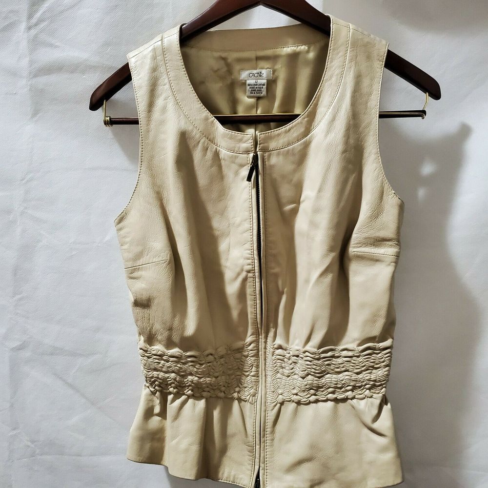 CACHE Lamb Leather Vest Womens Sz 12